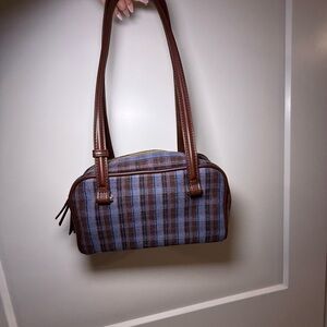 ASOS Brown and Blue Plaid Shoulder Bag
